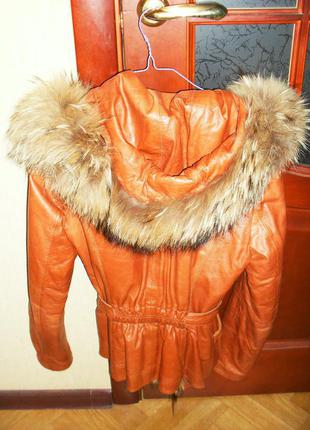 Куртка кожаная. с мехом, осень зима8 фото