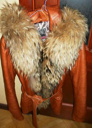 Куртка кожаная с мехом8 фото