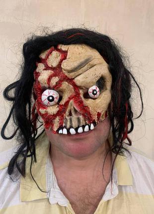 Карнавальная маска с париком демон зомби скелет1 фото