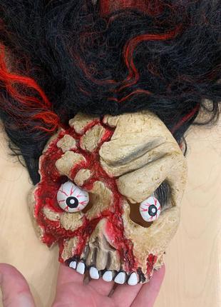 Карнавальна маска з перукою демон зомбі скелет7 фото