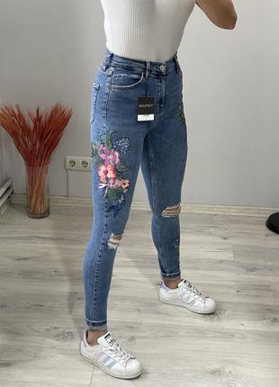 Крутые джинсы с вышивкой topshop джинс высшего качества5 фото