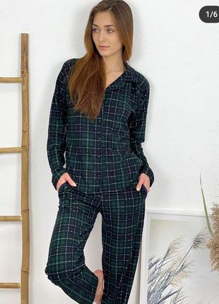 Жіноча піжама домашній костюм одяг для сну піжами в стилі victoria's secret піжамка в клітку1 фото