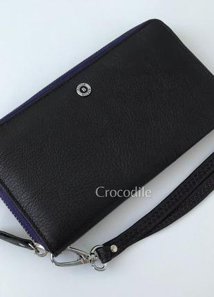 Шкіряний місткий великий жіночий гаманець 1239 на блискавці темно-фіолетовий9 фото