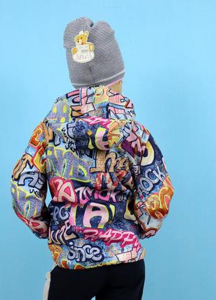 24109д куртка вітровка з капюшоном для дівчинки графіті тм одягайко5 фото