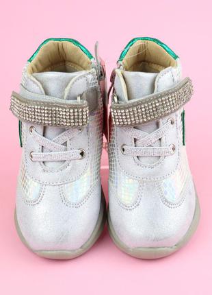 7141d ботинки для девочки серебристые стразы тм том.м6 фото