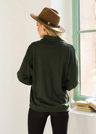 Зелений ангоровий светр із хомутом3 фото