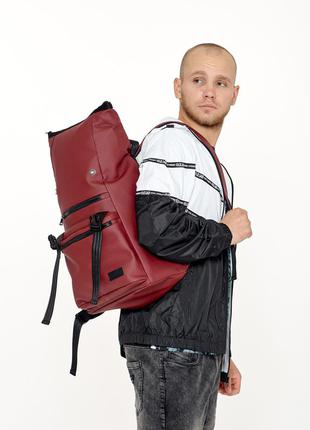 Мужской бордовый рюкзак для путешествий, спорта и пеших прогулок4 фото