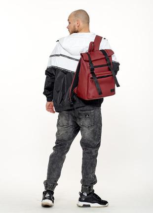 Мужской бордовый рюкзак для путешествий, спорта и пеших прогулок7 фото