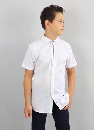 10.020 рубашка белая для мальчика с коротким рукавом тм blueland2 фото