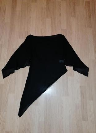 Туника блузка ассиметричная шифон черная3 фото