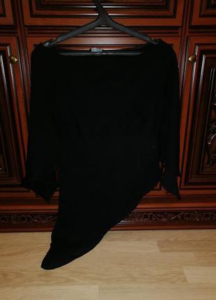 Туника блузка ассиметричная шифон черная2 фото