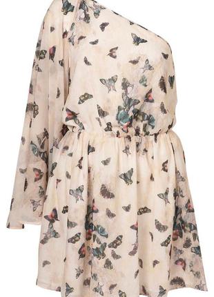Ніжне плаття з метеликами від topshop, літній, на одне плече, розмір xs 💗