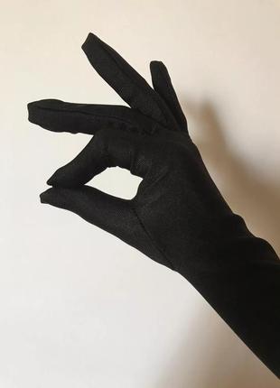 Перчатки рукавички тряпочные черные длинные до локтя4 фото