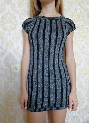 Платье туника нарядное вечернее трикотажное с серебром, р.146-152 freespirit2 фото