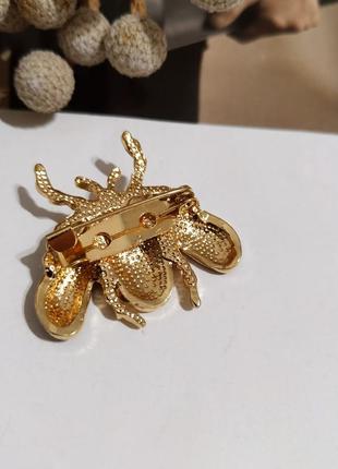 Брошь пчела пин значок муха под золото эмаль жук жучок6 фото