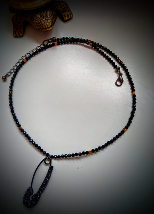 Дизайнерський чокер кольє чорна шпінель4 фото