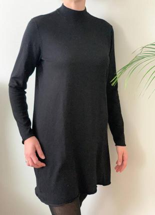 Тёплое шерстяное платье прямого кроя мини h&m базовое туника сукня сарафан чорне плаття2 фото