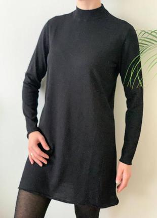 Тёплое шерстяное платье прямого кроя мини h&m базовое туника сукня сарафан чорне плаття4 фото