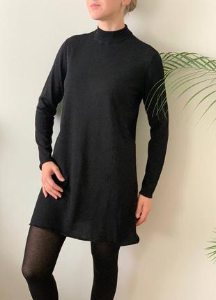 Тёплое шерстяное платье прямого кроя мини h&m базовое туника сукня сарафан чорне плаття3 фото