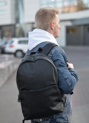 Рюкзак из экокожи с отделением для ноутбука, черный мужской городской кожаный портфель7 фото