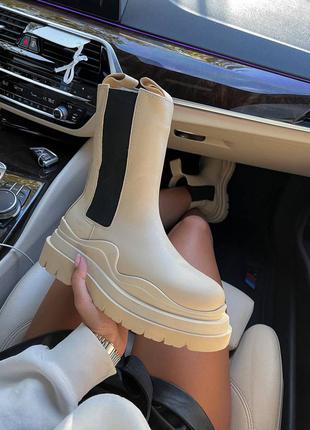Bottega veneta classic beige  женские ботинки 🔴 зимние ботеги4 фото