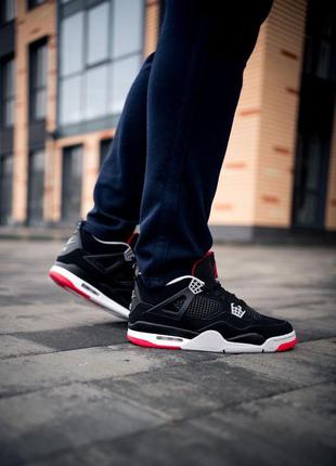 Nike jordan retro 4 "bred" кроссовки мужские найк  аир джордан 🔺 живые фото