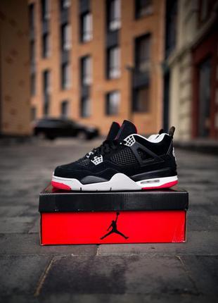 Nike jordan retro 4 "bred" кроссовки мужские найк  аир джордан 🔺 живые фото5 фото