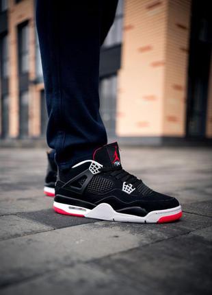 Nike jordan retro 4 "bred" кроссовки мужские найк  аир джордан 🔺 живые фото10 фото