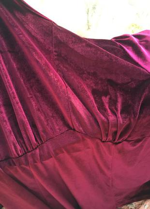 Asos curve мини платье большого размера бордовое бархатное велюровое марсалла4 фото