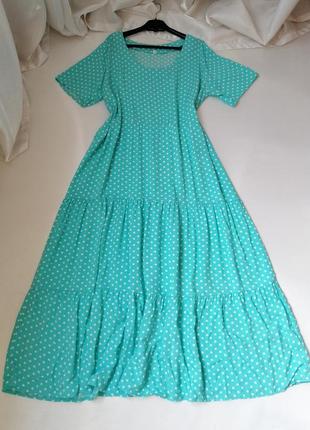 Красиві сукні підлогу волан горох тканина бавовна штапель