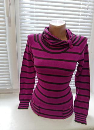 Свитер в полосочку фуксия яркий