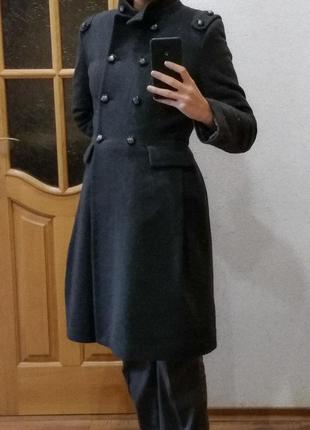 Гусарское пальто в винтажном стиле утеплённое5 фото