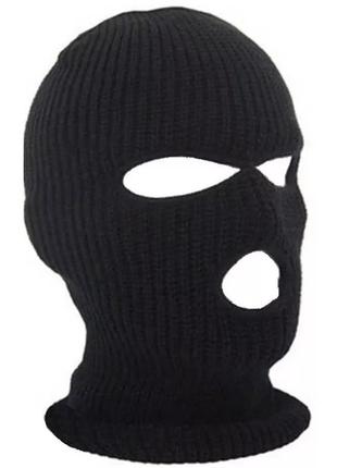 Балаклава маска бандитка 3 унисекс черная6 фото
