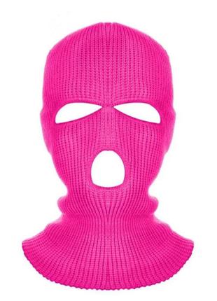 Балаклава маска бандитка 3 унисекс розовая2 фото