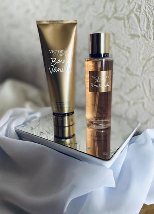 Набор парфюмированный спрей для тела bare vanilla victoria's secret и лосьон
