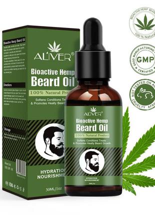 Масло для бороди і шкіри з маслом конопель aliver bioactive hemp beard oil 30 мл2 фото