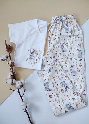 Женский пижамный набор 4 в 1 кролика5 фото