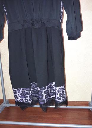 Черное платье  леопардовый принт7 фото