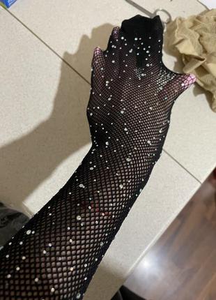 Колготки блестящие сетка стразы камни