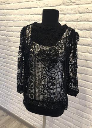 Кружевная чёрная блуза h&m3 фото