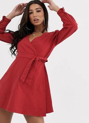 Красное джинсовое платье asos