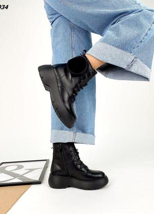 Ботинки с сумочкой, чёрные, натуральная кожа, деми /зима5 фото