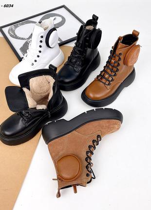 Ботинки с сумочкой, чёрные, натуральная кожа, деми /зима8 фото
