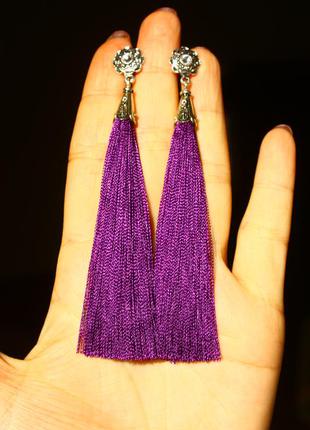 Серьги серёжки кисти кисточки фиолетовые