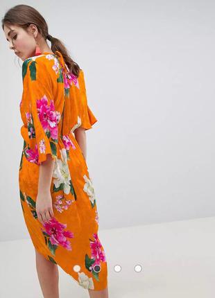 Жаккардовое платье миди в стиле кимоно с цветочным рисунком asos2 фото