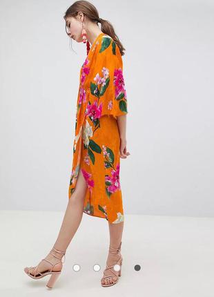 Жаккардовое платье миди в стиле кимоно с цветочным рисунком asos4 фото