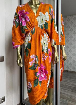 Жаккардовое платье миди в стиле кимоно с цветочным рисунком asos6 фото