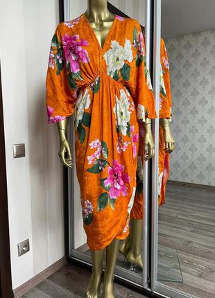 Жаккардовое платье миди в стиле кимоно с цветочным рисунком asos5 фото