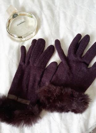 Жіночі рукавиці кашемір, хутро1 фото
