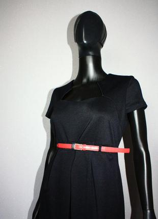 Базовое черное платье футляр с поясом и оригинальной горловиной, 14/42, 180/100а (3966_)4 фото